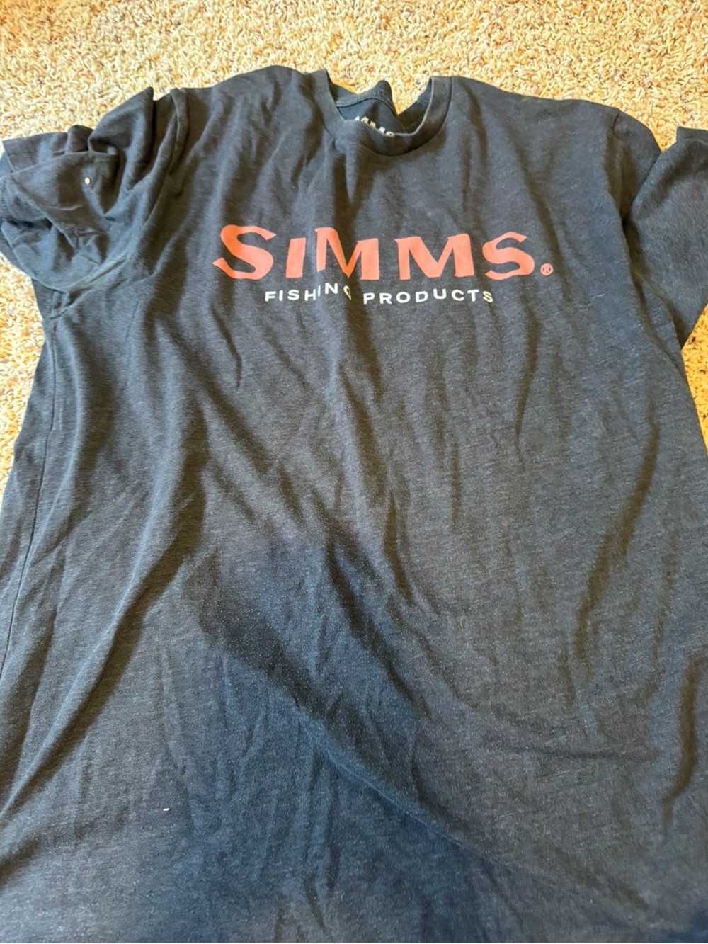 Simms Black Logo Short Sleeve Tee with Red Accent